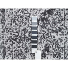 Load image into Gallery viewer, 2&#39;7&quot;x18&#39;1&quot; Silver Gray, Hand Knotted Erased Persian Design, Wool And Pure Silk, Runner Oriental Rug FWR387354