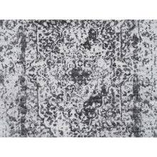 Load image into Gallery viewer, 2&#39;7&quot;x18&#39;1&quot; Silver Gray, Hand Knotted Erased Persian Design, Wool And Pure Silk, Runner Oriental Rug FWR387354