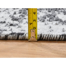 Load image into Gallery viewer, 2&#39;7&quot;x18&#39;1&quot; Silver Gray, Hand Knotted Erased Persian Design, Wool And Pure Silk, Runner Oriental Rug FWR387354