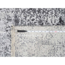 Load image into Gallery viewer, 2&#39;7&quot;x18&#39;1&quot; Silver Gray, Hand Knotted Erased Persian Design, Wool And Pure Silk, Runner Oriental Rug FWR387354