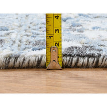 Load image into Gallery viewer, 2&#39;8&quot;x5&#39;10&quot; Gray And Blue, Wool And Silk Hand Knotted, The Honeycomb Award Winning Design, Oriental Rug FWR387372