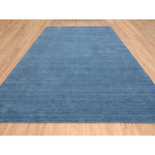 Load image into Gallery viewer, 10&#39;1&quot;x14&#39; Denim Blue, Modern Design, Tone on Tone, Pure Wool, Hand Loomed, Oriental Rug FWR387384
