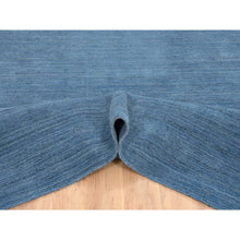 Load image into Gallery viewer, 10&#39;1&quot;x14&#39; Denim Blue, Modern Design, Tone On Tone, Pure Wool, Hand Loomed, Oriental Rug FWR387384
