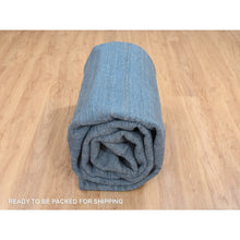 Load image into Gallery viewer, 10&#39;1&quot;x14&#39; Denim Blue, Modern Design, Tone on Tone, Pure Wool, Hand Loomed, Oriental Rug FWR387384