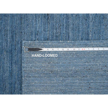 Load image into Gallery viewer, 10&#39;1&quot;x14&#39; Denim Blue, Modern Design, Tone on Tone, Pure Wool, Hand Loomed, Oriental Rug FWR387384