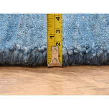 Load image into Gallery viewer, 11&#39;9&quot;x11&#39;9&quot; Denim Blue, Tone On Tone, Pure Wool Hand Loomed, Modern Design, Round Oriental Rug FWR387396