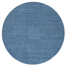 Load image into Gallery viewer, 10&#39;x10&#39; Denim Blue, Hand Loomed, Modern Design, Tone on Tone, Soft Wool, Round Oriental Rug FWR387420