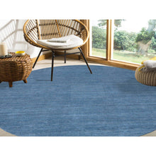 Load image into Gallery viewer, 10&#39;x10&#39; Denim Blue, Hand Loomed, Modern Design, Tone On Tone, Soft Wool, Round Oriental Rug FWR387420