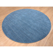 Load image into Gallery viewer, 10&#39;x10&#39; Denim Blue, Hand Loomed, Modern Design, Tone on Tone, Soft Wool, Round Oriental Rug FWR387420