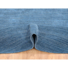 Load image into Gallery viewer, 10&#39;x10&#39; Denim Blue, Hand Loomed, Modern Design, Tone on Tone, Soft Wool, Round Oriental Rug FWR387420