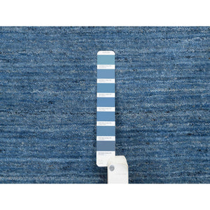 10'x10' Denim Blue, Hand Loomed, Modern Design, Tone on Tone, Soft Wool, Round Oriental Rug FWR387420