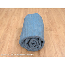Load image into Gallery viewer, 10&#39;x10&#39; Denim Blue, Hand Loomed, Modern Design, Tone On Tone, Soft Wool, Round Oriental Rug FWR387420