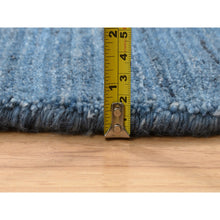 Load image into Gallery viewer, 10&#39;x10&#39; Denim Blue, Hand Loomed, Modern Design, Tone On Tone, Soft Wool, Round Oriental Rug FWR387420