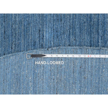 Load image into Gallery viewer, 10&#39;x10&#39; Denim Blue, Hand Loomed, Modern Design, Tone on Tone, Soft Wool, Round Oriental Rug FWR387420