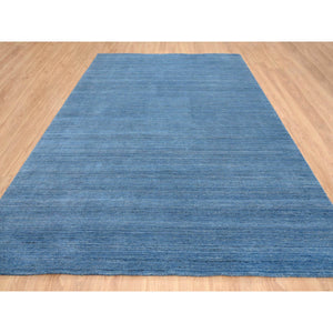 9'x11'10" Denim Blue, Modern Design, Tone on Tone, Soft Wool, Hand Loomed, Oriental, Rug FWR387438