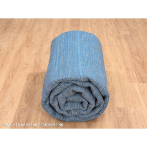 9'x11'10" Denim Blue, Modern Design, Tone on Tone, Soft Wool, Hand Loomed, Oriental, Rug FWR387438