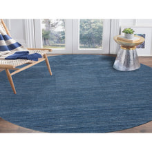 Load image into Gallery viewer, 8&#39;x8&#39; Denim Blue, Tone On Tone, Modern Design, Soft And Plush Wool Hand Loomed, Round Oriental Rug FWR387462