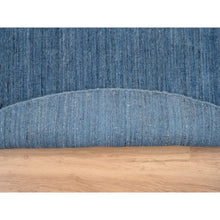 Load image into Gallery viewer, 8&#39;x8&#39; Denim Blue, Tone On Tone, Modern Design, Soft And Plush Wool Hand Loomed, Round Oriental Rug FWR387462