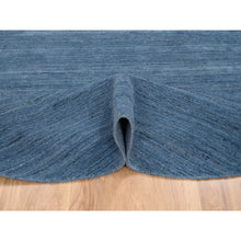 Load image into Gallery viewer, 8&#39;x8&#39; Denim Blue, Tone On Tone, Modern Design, Soft And Plush Wool Hand Loomed, Round Oriental Rug FWR387462