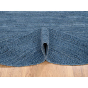 8'x8' Denim Blue, Tone On Tone, Modern Design, Soft And Plush Wool Hand Loomed, Round Oriental Rug FWR387462