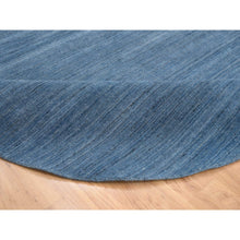 Load image into Gallery viewer, 8&#39;x8&#39; Denim Blue, Tone On Tone, Modern Design, Soft And Plush Wool Hand Loomed, Round Oriental Rug FWR387462