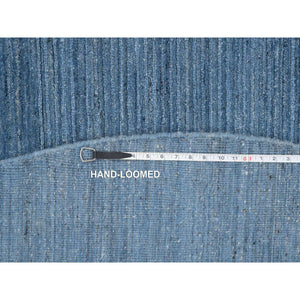 8'x8' Denim Blue, Tone On Tone, Modern Design, Soft And Plush Wool Hand Loomed, Round Oriental Rug FWR387462
