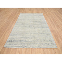 Load image into Gallery viewer, 6&#39;1&quot;x9&#39; Beige, Variegated Textured Modern Design, Pure Wool Hand Loomed, Oriental Rug FWR387540