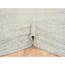 Load image into Gallery viewer, 6&#39;1&quot;x9&#39; Beige, Variegated Textured Modern Design, Pure Wool Hand Loomed, Oriental Rug FWR387540