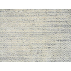 6'1"x9' Beige, Variegated Textured Modern Design, Pure Wool Hand Loomed, Oriental Rug FWR387540