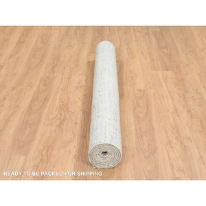 6'1"x9' Beige, Variegated Textured Modern Design, Pure Wool Hand Loomed, Oriental Rug FWR387540