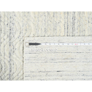 10'1"x10'1" Beige, Hand Loomed Variegated Textured Modern Design, Natural Wool, Square Oriental Rug FWR387564