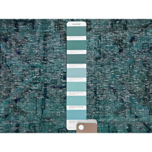 Load image into Gallery viewer, 2&#39;6&quot;x9&#39;8&quot; Overdyed Green, Vintage Persian Tabriz, Hand Knotted, 100% Wool, Distressed, Zero Pile, Cropped Thin, Even Wear, Sides And Ends Professionally Secured, Runner, Oriental Rug FWR3870