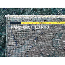 Load image into Gallery viewer, 2&#39;6&quot;x9&#39;8&quot; Overdyed Green, Vintage Persian Tabriz, Hand Knotted, 100% Wool, Distressed, Zero Pile, Cropped Thin, Even Wear, Sides And Ends Professionally Secured, Runner, Oriental Rug FWR3870