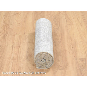 2'6"x8' Gray, Broken Persian Design, Wool And Pure Silk Hand Knotted, Runner Oriental Rug FWR387600