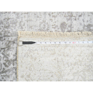 2'6"x8' Gray, Broken Persian Design, Wool And Pure Silk Hand Knotted, Runner Oriental Rug FWR387600