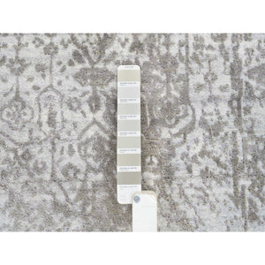 2'6"x7'10" Gray, Hand Knotted Broken Persian Design, Wool And Pure Silk, Runner Oriental Rug FWR387618