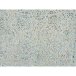 12'x15'1" Gray with Touches of Blue, Wool and Plant Based Silk Jacquard Hand Loomed, Tabriz Design, Oversized Oriental Rug FWR387624