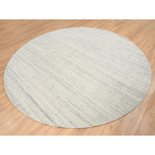 Load image into Gallery viewer, 9&#39;10&quot;x9&#39;10&quot; Beige, Natural Wool Hand Loomed, Variegated Textured Modern Design, Round Oriental Rug FWR387630