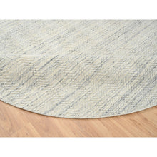 Load image into Gallery viewer, 9&#39;10&quot;x9&#39;10&quot; Beige, Natural Wool Hand Loomed, Variegated Textured Modern Design, Round Oriental Rug FWR387630