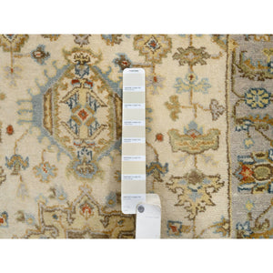 2'7"x20' Ivory and Gray, Hand Knotted Karajeh Design Tribal Medallions, Extra Soft Wool, XL Runner Oriental Rug FWR387780
