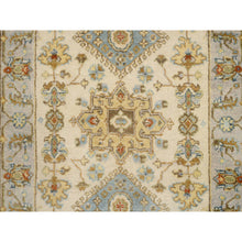Load image into Gallery viewer, 2&#39;7&quot;x20&#39; Ivory and Gray, Hand Knotted Karajeh Design Tribal Medallions, Extra Soft Wool, XL Runner Oriental Rug FWR387780