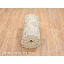 Load image into Gallery viewer, 2&#39;7&quot;x20&#39; Ivory and Gray, Hand Knotted Karajeh Design Tribal Medallions, Extra Soft Wool, XL Runner Oriental Rug FWR387780