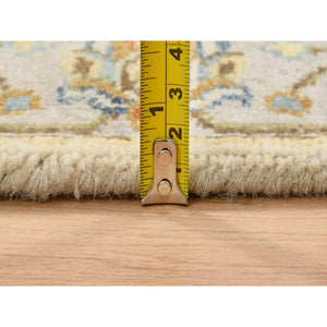 2'7"x20' Ivory and Gray, Hand Knotted Karajeh Design Tribal Medallions, Extra Soft Wool, XL Runner Oriental Rug FWR387780
