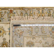 Load image into Gallery viewer, 2&#39;7&quot;x20&#39; Ivory and Gray, Hand Knotted Karajeh Design Tribal Medallions, Extra Soft Wool, XL Runner Oriental Rug FWR387780