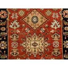 Load image into Gallery viewer, 2&#39;9&quot;x12&#39; Red and Black, Hand Knotted Karajeh Design with Tribal Medallions, Pure Wool, Runner Oriental Rug FWR387792