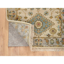 Load image into Gallery viewer, 2&#39;1&quot;x3&#39; Ivory And Gray, Karajeh Design With Tribal Medallions, Organic Wool Hand Knotted, Mat Oriental Rug FWR387822