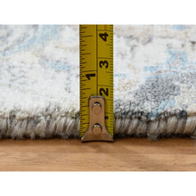 Load image into Gallery viewer, 2&#39;6&quot;x18&#39;1&quot; Ivory And Blue Silk With Textured Wool Hand Knotted, Sickle Leaf Design Soft Pile, Xl Runner Oriental Rug FWR387912