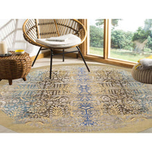 Load image into Gallery viewer, 10&#39;x10&#39; Gold Brown, Hand Knotted Transitional Sarouk Silk With Textured Wool, Round Oriental Rug FWR387966