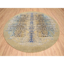 Load image into Gallery viewer, 10&#39;x10&#39; Gold Brown, Hand Knotted Transitional Sarouk Silk With Textured Wool, Round Oriental Rug FWR387966