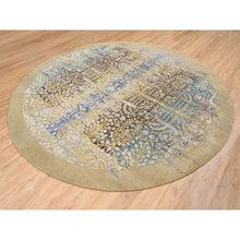 Load image into Gallery viewer, 10&#39;x10&#39; Gold Brown, Hand Knotted Transitional Sarouk Silk With Textured Wool, Round Oriental Rug FWR387966